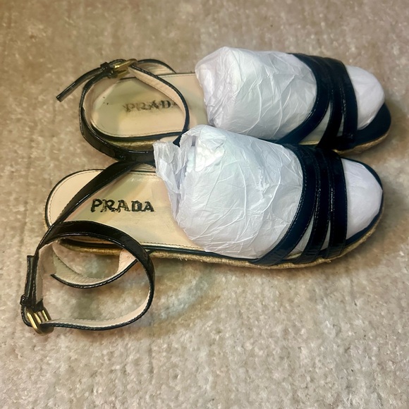 Prada Half Gladiator Black Patent Leather Sandals - Picture 3 of 8